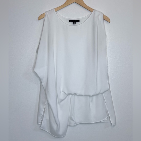 Saks Fifth Avenue Asymmetric Hem Sleeveless Blouse White - Picture 2 of 10